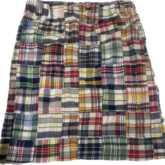 J Crew Women's Patchwork Plaid Button Zip Fly Front Mini Skirt size 2 - Picture 2 of 3